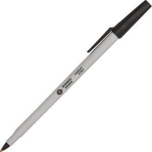 Business+Source+Medium+Point+Ballpoint+Stick+Pens+-+Medium+Pen+Point+-+Black+-+Light+Gray+Barrel+-+Stainless+Steel+Tip+-+1+Dozen