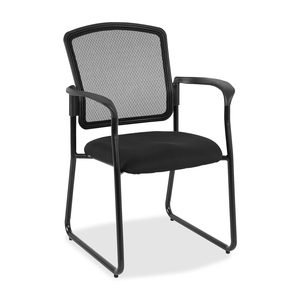 Eurotech wau Guest Chair with Arms - Black Fabric Seat - Sled Base - 1 Each
