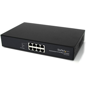 StarTech.com 8 Port 10/100 PSE Industrial Power over Ethernet Switch - All 8 Ports PoE