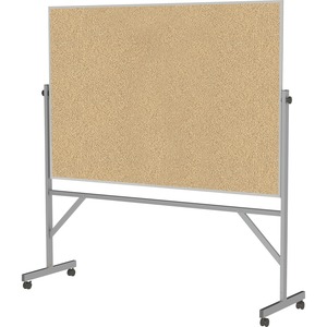 Ghent+Bulletin+Board+-+48%26quot%3B+Height+x+72%26quot%3B+Width+-+Natural+Cork+Surface+-+Durable%2C+Reversible%2C+Wheel%2C+Caster%2C+Portable%2C+Lockable%2C+Accessory+Tray%2C+Smooth%2C+Mobility+-+Silver+Aluminum+Frame+-+1+Each+-+78.3%26quot%3B+x+77%26quot%3B+x+20%26quot%3B