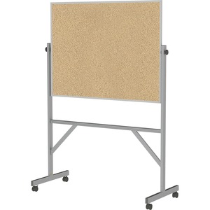 Ghent+Bulletin+Board+-+36%26quot%3B+Height+x+48%26quot%3B+Width+-+Natural+Cork+Surface+-+Durable%2C+Reversible%2C+Wheel%2C+Caster%2C+Portable%2C+Lockable%2C+Smooth%2C+Accessory+Tray%2C+Mobility+-+Silver+Aluminum+Frame+-+1+Each+-+78.3%26quot%3B+x+53.3%26quot%3B+x+20%26quot%3B