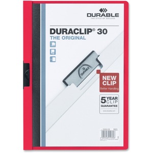 DURABLE%C2%AE+DURACLIP%C2%AE+Report+Cover+-+Letter+Size+8+1%2F2%26quot%3B+x+11%26quot%3B+-+30+Sheet+Capacity+-+Punchless+-+Vinyl+-+Red