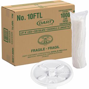 Dart+Lift-n-Lock+Coffee+Cup+White+Lids+-+Dome+-+Plastic+-+White+-+1000+%2F+Carton