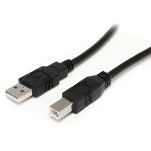 StarTech.com 9 m / 30 ft Active USB A to B Cable - M/M - Black USB 2.0 A to B Cord - Printer Cable - Extension USB Cable (USB2HAB30AC) - Active USB A to B cables provides an extended length of 9m/30ft - USB A to B cord is built with an equalizing chip - High quality replacement for USB printer cables - Compliant with all USB 2.0 specifications - 2-year StarTech.com warranty