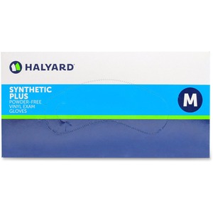 Halyard Synthetic Plus PF Vinyl Exam Gloves - Polymer Coating - Medium Size - Vinyl, Synthetic - Clear - Powder-free, Latex-free, Ambidextrous, Non-sterile, Beaded Cuff - 100 / Box - 9.50