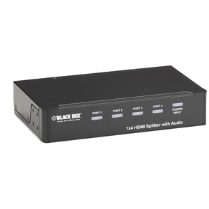 Black Box 1 x 4 HDMI Splitter with Audio - Audio Line In - Audio Line Out - 1 x HDMI In - 