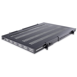 StarTech.com 1U Adjustable Mounting Depth Vented Rack Mount Shelf - Heavy Duty Fixed Rack Shelf - 250lbs / 113kg - Add a high capacity, adjustable depth vented shelf into almost any server rack or cabinet - Adjustable Mounting Depth Rack Mount Shelf - Rackmount Shelf - Server Rack Shelf - Fixed Rack Shelf - 1U Shelf - 250lbs / 110kg Weight Capacity