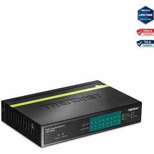 TRENDnet 8-Port Gigabit PoE+ Switch, 8 x Gigabit PoE+ Ports, 123W PoE Power Budget, 16 Gbps Switching Capacity, Desktop Switch, Ethernet Network Switch, Metal, Lifetime Protection, Black, TPE-TG80G - 8-port Gigabit GREENnet PoE+ Switch