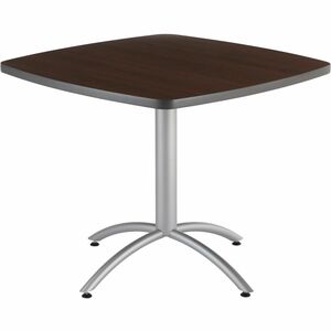 Iceberg+CafeWorks+36%26quot%3B+Square+Cafe+Table+-+Melamine+Square+Top+-+Powder+Coated+Base+-+Contemporary+Style+-+1.13%26quot%3B+Table+Top+Thickness+-+30%26quot%3B+Height+x+36%26quot%3B+Width+x+36%26quot%3B+Depth+-+Assembly+Required+-+Walnut+-+Particleboard+Top+Material+-+1+Each