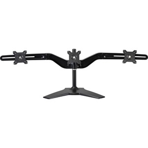 Amer Mounts Stand Based Triple Monitor Mount Up to 24" , 17.6lb Monitors - 15" to 24" Screen Support - 28 kg Load Capacity - LCD Display Type Supported - 15.80" (401.32 mm) Height x 12.09" (307.09 mm) Width - Desktop - Steel, Aluminum Alloy - Black - TAA Compliant