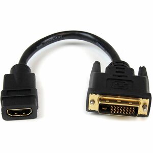 StarTech.com 8in HDMI® to DVI-D Video Cable Adapter - HDMI Female to DVI Male - Connect a DVI-D device to an HDMI-enabled device using a standard HDMI cable - hdmi female to dvi male cable - hdmi female to dvi male adapter - hdmi to dvi adapter cable -hdmi to dvi dongle
