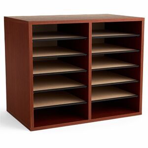 Safco+Adjustable+12-Slot+Wood+Literature+Organizer+-+12+Compartment%28s%29+-+Desktop+-+Adjustable+-+Laminate+-+Cherry+-+Hardboard%2C+Fiberboard+-+1+Each