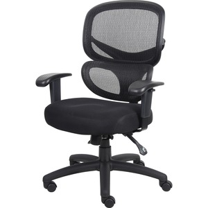 Lorell+Mesh-Back+Executive+Chair+-+Black+Fabric+Seat+-+Black+Mesh+Back+-+5-star+Base+-+Black%2C+Silver+-+Fabric+-+1+Each