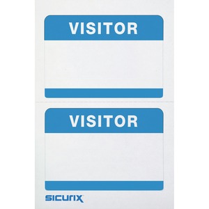 SICURIX+Visitor+Adhesive+Badges+2+Per+Sheet+100+Pack+White+-+3+1%2F2%26quot%3B+Width+x+2+1%2F4%26quot%3B+Length+-+Removable+Adhesive+-+Rectangle+-+Inkjet%2C+Laser+-+White%2C+Blue+-+2+%2F+Sheet+-+Self-adhesive%2C+Easy+Peel+-+100+%2F+Box