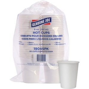 Genuine Joe Lined Disposable Hot Cups - 8 fl oz - 1000 / Carton - White - Polyurethane - Hot Drink