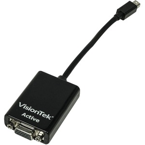 VisionTek Mini DisplayPort to VGA Active Adapter (M/F) - Mini DisplayPort/VGA Video Cable for Video Device, Monitor, TV, Projector, Dock, Digital Signage Display - First End: 1 x Mini DisplayPort Digital Audio/Video - Male - Second End: 1 x 15-pin HD-15 - Female - Black