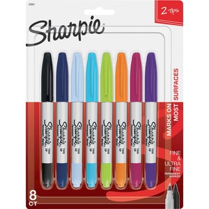Sharpie+Twin+Tip+Permanent+Marker+-+Fine%2C+Ultra+Fine+Marker+Point+-+Assorted+Ink+-+Alcohol+Based+-+8+%2F+Pack
