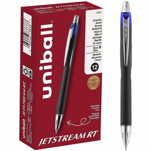 uniball%26%238482%3B+Jetstream+RT+Ballpoint+Pen+-+1+mm+Medium+Pen+Point+-+Retractable+-+Blue+Ink+-+Pigment-based+-+1+Dozen