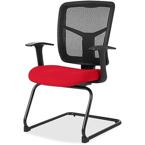 Lorell ErgoMesh Series Mesh Side Arm Guest Chair - Simplicity Violet Mesh, Fabric Seat - Black Mesh Back - Cantilever Base - Black - 1 Each
