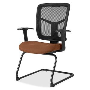 Lorell+ErgoMesh+Series+Mesh+Back+Guest+Chair+with+Arms+-+Canyon+Nutmeg+Antimicrobial+Vinyl%2C+Fabric+Seat+-+Black+Mesh+Back+-+Cantilever+Base+-+Armrest+-+1+Each