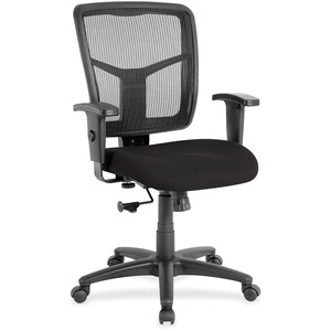 Lorell+Ergomesh+Managerial+Mesh+Mid-back+Chair+-+Perfection+Black+Fabric+Seat+-+Black+Back+-+Black+Frame+-+5-star+Base+-+1+Each