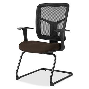 Lorell+ErgoMesh+Series+Mesh+Back+Guest+Chair+with+Arms+-+Forte+Fudge+Mesh%2C+Fabric+Seat+-+Black+Mesh+Back+-+Cantilever+Base+-+Black+-+1+Each
