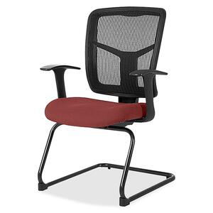 Lorell+ErgoMesh+Series+Mesh+Back+Guest+Chair+with+Arms+-+Shire+Tulip+Mesh%2C+Fabric+Seat+-+Black+Mesh+Back+-+Cantilever+Base+-+Black+-+1+Each