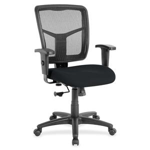 Lorell+Ergomesh+Managerial+Mesh+Mid-back+Chair+-+Insight+Ebony+Fabric+Seat+-+Black+Back+-+Black+Frame+-+5-star+Base+-+1+Each