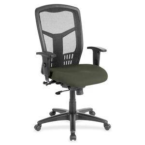 Lorell High-Back Executive Chair - Perfection Olive Green Fabric Seat - Steel Frame - 1 Each