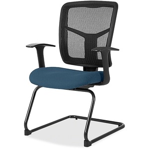 Lorell ErgoMesh Series Mesh Side Arm Guest Chair - Eyes Graphite Mesh, Fabric Seat - Black Mesh Back - Cantilever Base - Black - 1 Each