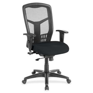 Lorell+Executive+Mesh+High-back+Swivel+Chair+-+Insight+Ebony+Fabric+Seat+-+Steel+Frame+-+1+Each