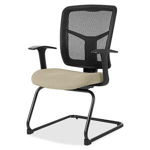 Lorell+ErgoMesh+Series+Mesh+Back+Guest+Chair+with+Arms+-+Shire+Travertine+Mesh%2C+Fabric+Seat+-+Black+Mesh+Back+-+Cantilever+Base+-+Black+-+1+Each