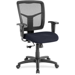 Lorell+Ergomesh+Managerial+Mesh+Mid-back+Chair+-+Perfection+Navy+Fabric+Seat+-+Black+Back+-+Black+Frame+-+5-star+Base+-+1+Each