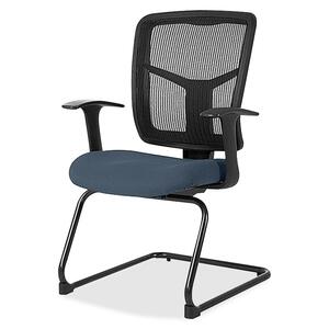 Lorell+ErgoMesh+Series+Mesh+Back+Guest+Chair+with+Arms+-+Shire+Chesapeake+Mesh%2C+Fabric+Seat+-+Black+Mesh+Back+-+Cantilever+Base+-+Black+-+1+Each