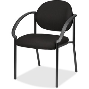 Eurotech Dakota 9011 Stacking Chair - Black Fabric Seat - Black Fabric Back - Steel Frame - Four-legged Base - 1 Each