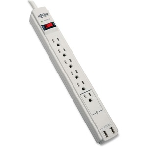 Tripp Lite 6-outlet 2100J Surge Protector - 6 x NEMA 5-15R, 2 x USB - 1.88 kVA - 990 J - 125 V AC Input - 5 V DC Output