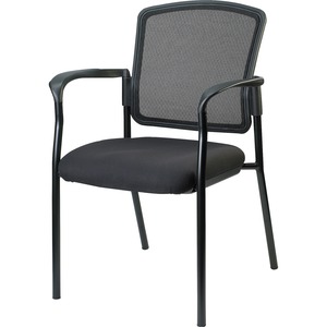 Lorell+Mesh+Back+Stackable+Guest+Chair+-+Black+Fabric+Seat+-+Black+Steel+Frame+-+Black+-+Armrest+-+1+Each