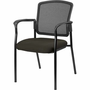 Lorell+Breathable+Mesh+Guest+Chairs+-+Fabric+Seat+-+Black%2C+Powder+Coated+Steel+Frame+-+Pepper+-+Armrest+-+1+Each