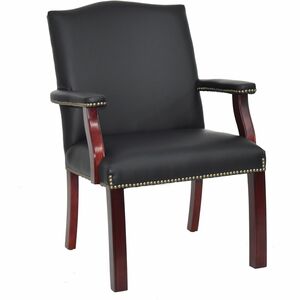 Lorell+Deluxe+Guest+Chair+-+Black+Bonded+Leather+Seat+-+Black+Bonded+Leather+Back+-+Four-legged+Base+-+Black+-+1+Each