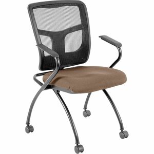 Lorell+Mesh+Back+Fabric+Seat+Nesting+Chairs+-+Fabric+Seat+-+Powder+Coated+Metal+Frame+-+Four-legged+Base+-+Black+-+Mesh+-+Armrest+-+2+%2F+Carton
