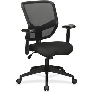 Lorell+Executive+Mesh+Mid-Back+Office+Chair+-+Black+Fabric+Seat+-+Black+Back+-+5-star+Base+-+1+Each