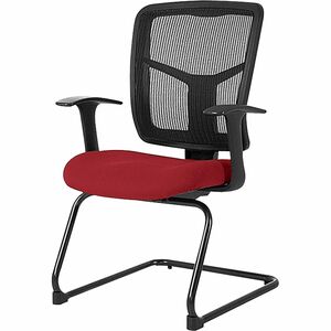 Lorell+ErgoMesh+Series+Mesh+Side+Arm+Guest+Chair+-+Real+Red+Fabric+Seat+-+Black+Mesh+Back+-+Cantilever+Base+-+1+Each