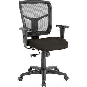 Lorell+Managerial+Mesh+Mid-back+Chair+-+Fabric+Seat+-+Black+Back+-+Black+Frame+-+5-star+Base+-+1+Each