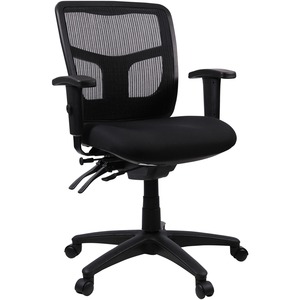 Lorell+Ergomesh+Swivel+Mesh+Mid-back+Office+Chair+-+Black+Fabric+Seat+-+Black+Back+-+Black+Frame+-+5-star+Base+-+Black+-+1+Each