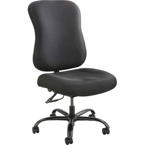 Safco Optimus Big and Tall Chair - Black High-density Polyurethane (HDPU) Seat - Black Back - 5-star Base - 1 Each