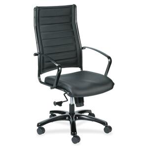 Eurotech Europa Titanium Frame Executive Chair - Black Leather Seat - Black Leather Back - Titanium Frame - 5-star Base - 1 Each
