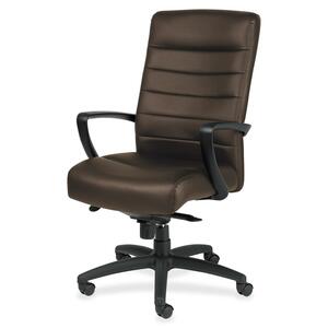 Eurotech Manchester High Back Executive Chair - Brown Leather Seat - Brown Leather Back - Steel Frame - 5-star Base - 1 Each