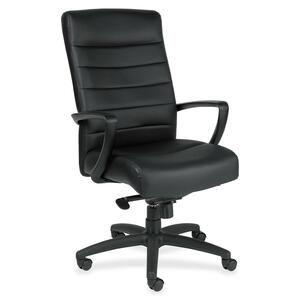 Eurotech+Manchester+High+Back+Executive+Chair+-+Black+Leather+Seat+-+Black+Leather+Back+-+Steel+Frame+-+5-star+Base+-+1+Each