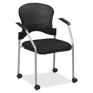 Eurotech Breeze Chair with Casters - Black Fabric Seat - Black Back - Gray Steel Frame - Four-legged Base - 1 Each
