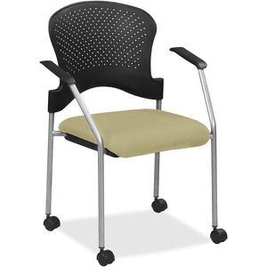 Eurotech Breeze Chair with Casters - Cocoa Fabric Seat - Cocoa Back - Gray Steel Frame - Four-legged Base - 1 Each
